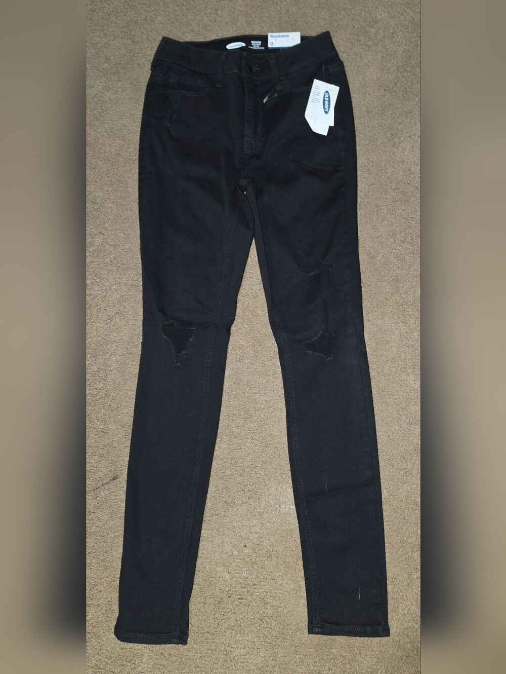 Old Navy Black Skinny Jeans with Knee Distress